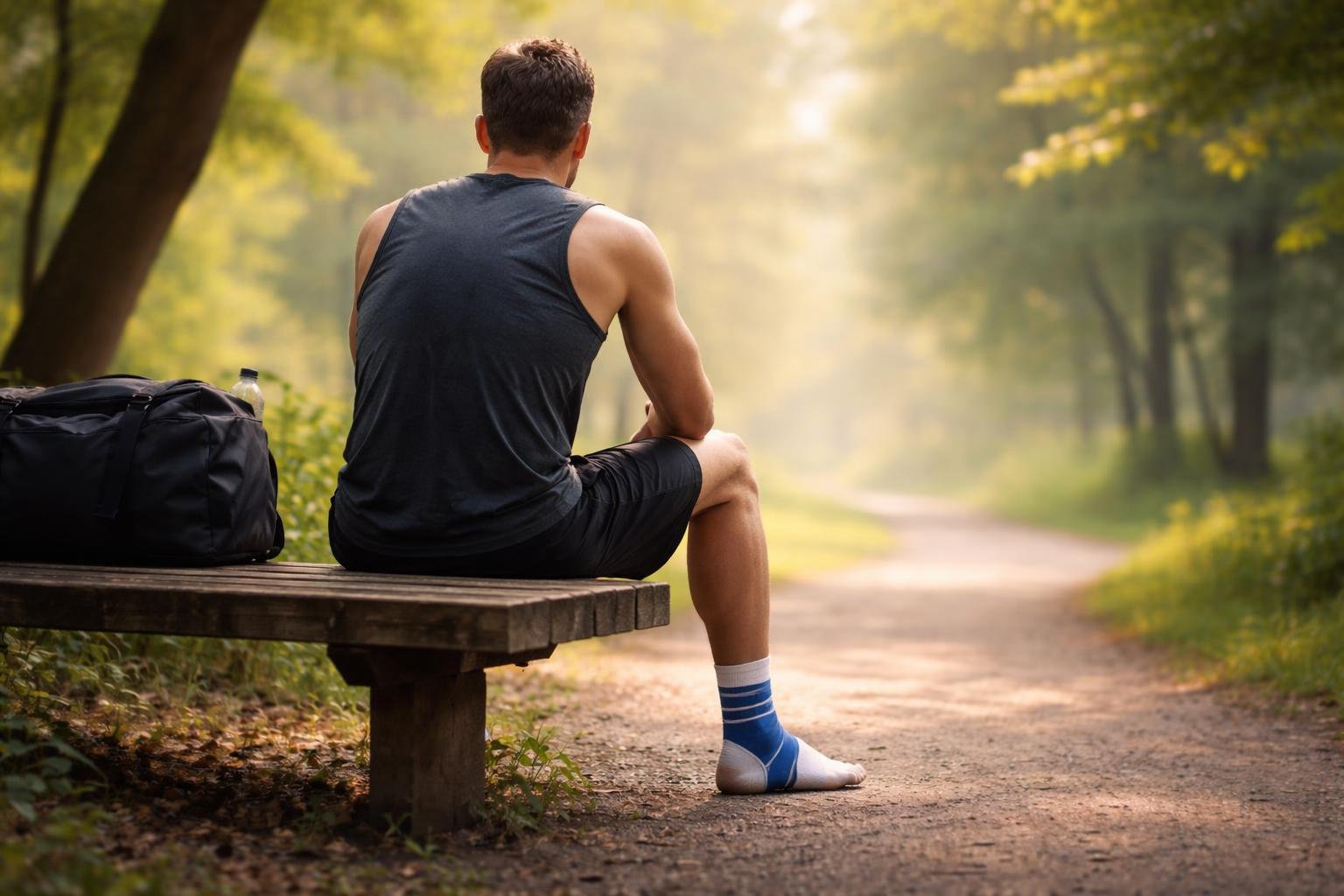 athlete-banc-bande-compression-arbres