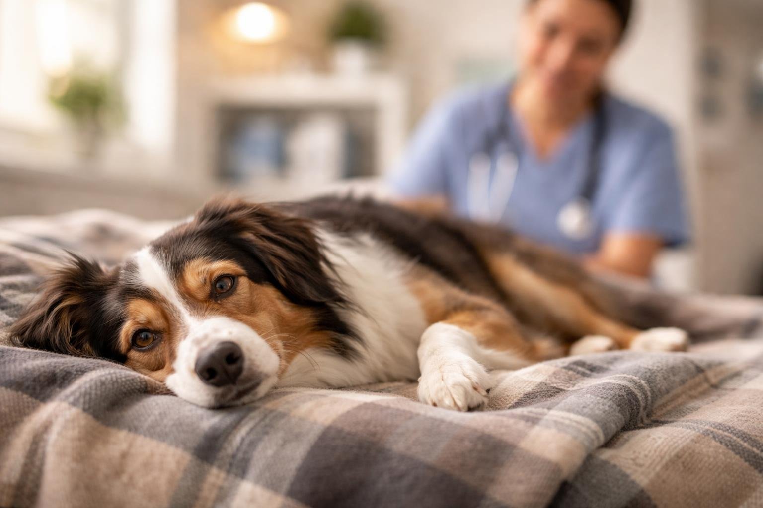 chien-detendu-plaid-veterinaire-flou